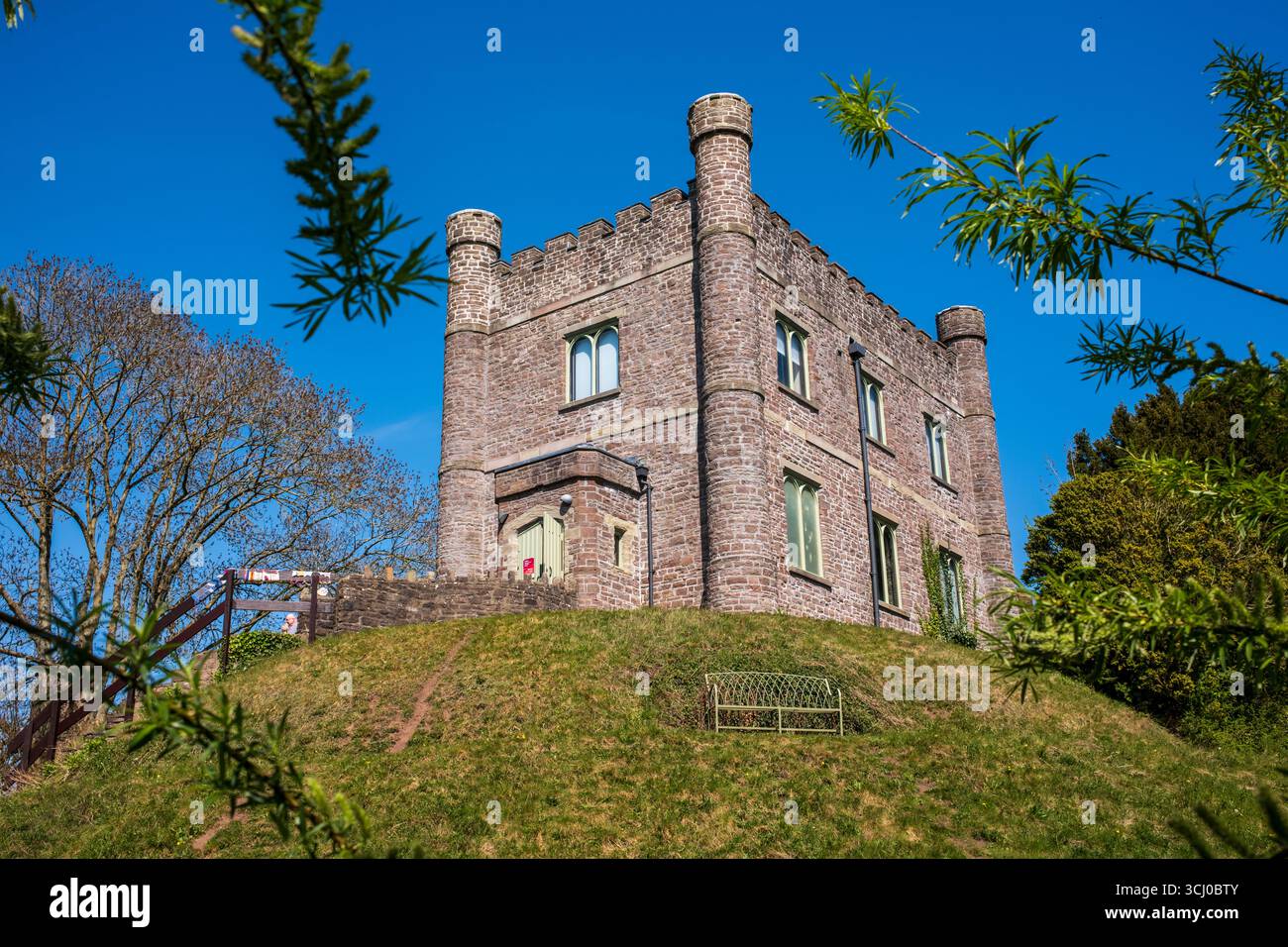 Museo del castello di Abergavenny sulla motte ad Abergavenny Monmouthshire Galles Regno Unito Foto Stock
