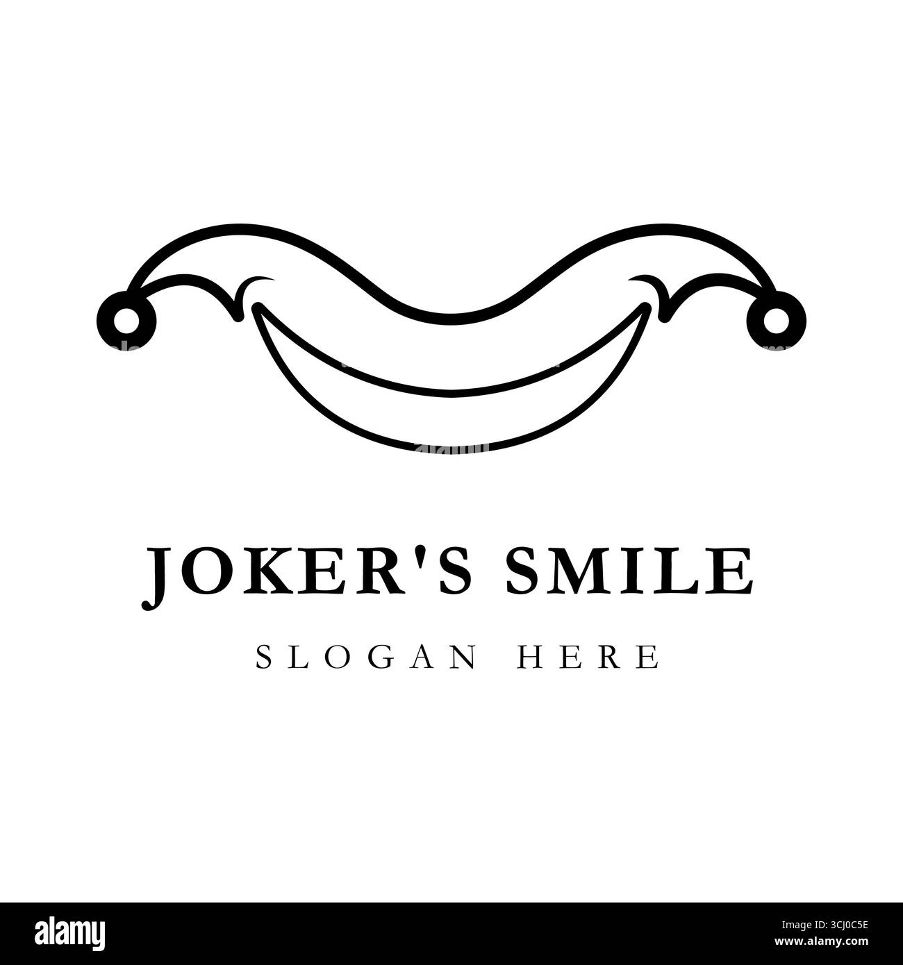 Design con logo Joker Smile con marchio Jester Hat for Fun, Comedy e Casino Illustrazione Vettoriale