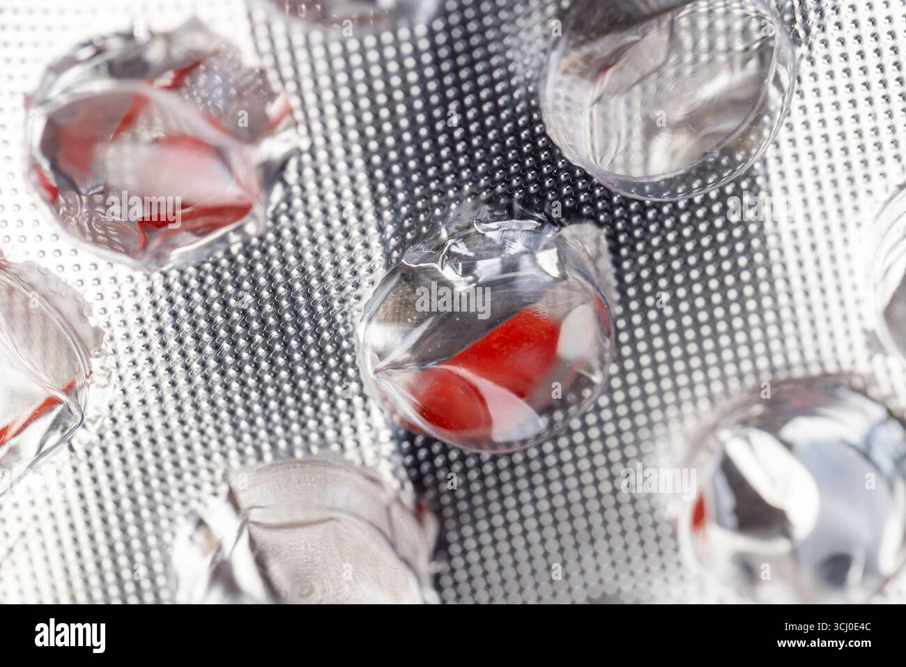 una blister vuota da compresse già utilizzate, confezioni di plastica vuote per medicinali Foto Stock