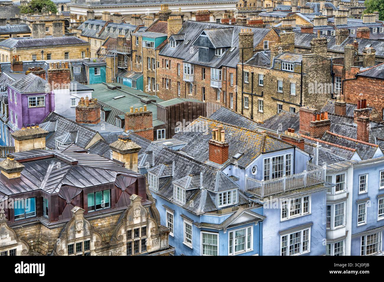 Vista aerea dei tetti nel centro di Oxford, Oxfordshire, Inghilterra, Regno Unito Foto Stock