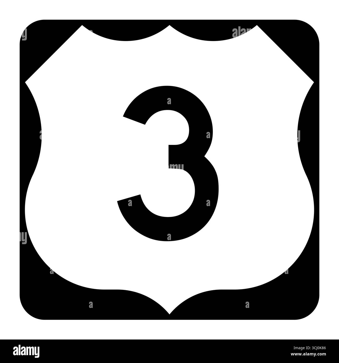 Illustrazione del cartello della Route 3 DEGLI STATI UNITI Foto Stock