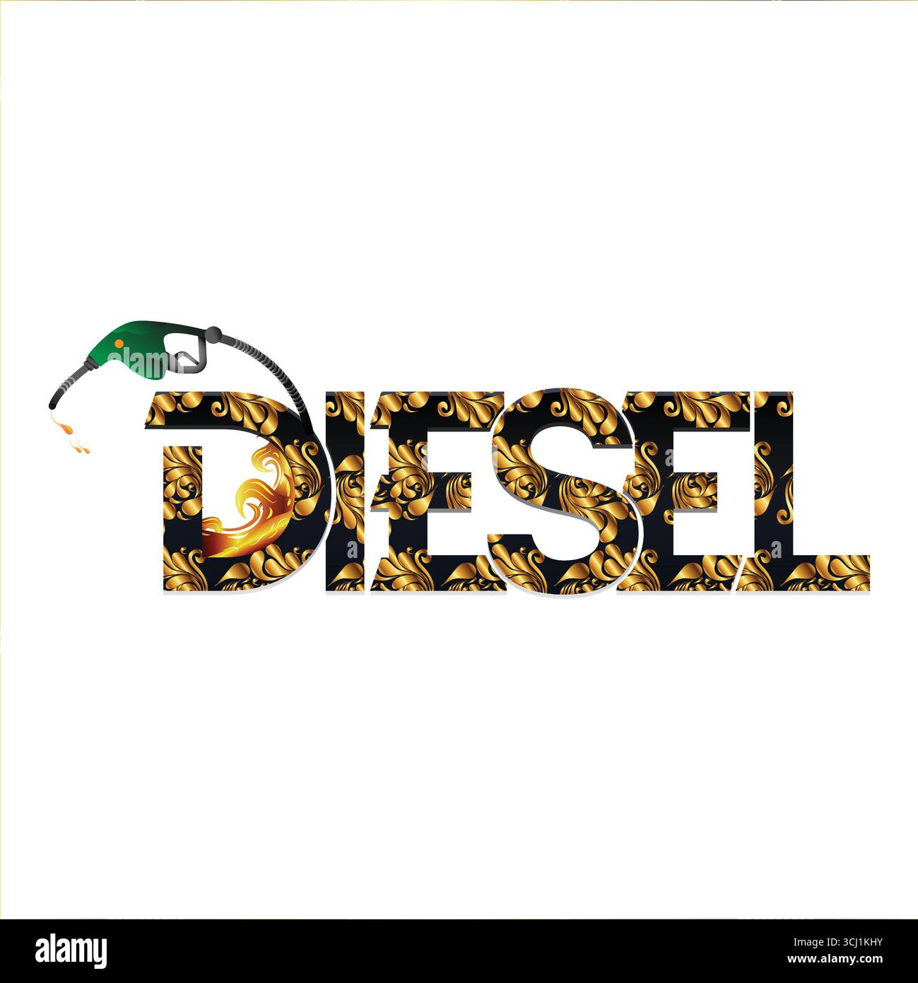Testo diesel effetto testo diesel png olio combustibile grafica vettoriale diesel e illustrazione vettoriale pistola carburante Illustrazione Vettoriale