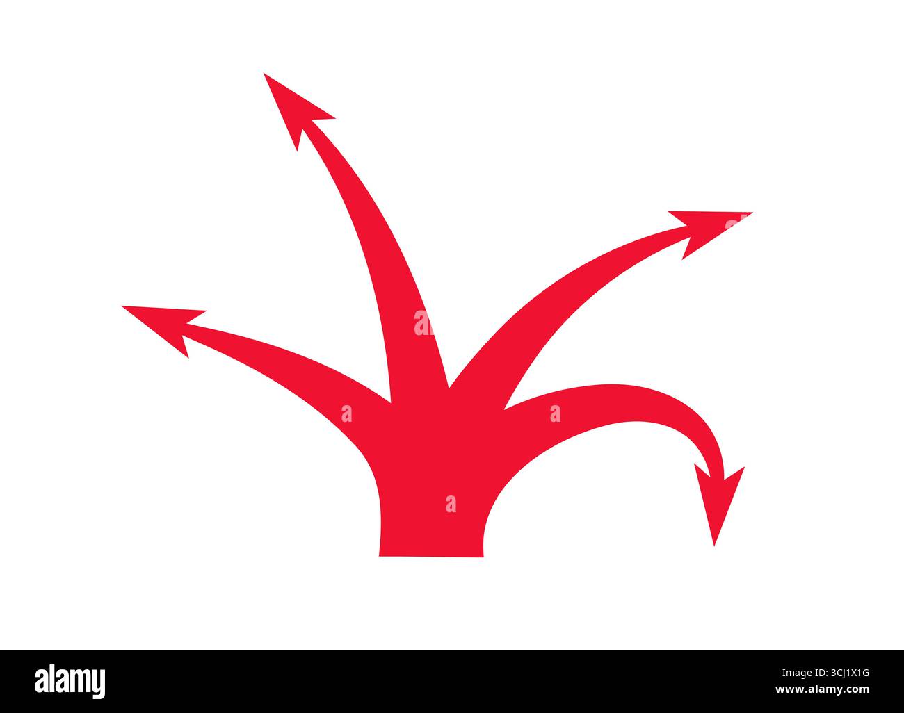 Frecce direzionali che rappresentano varie scelte, percorsi e possibili direzioni da seguire Illustrazione Vettoriale