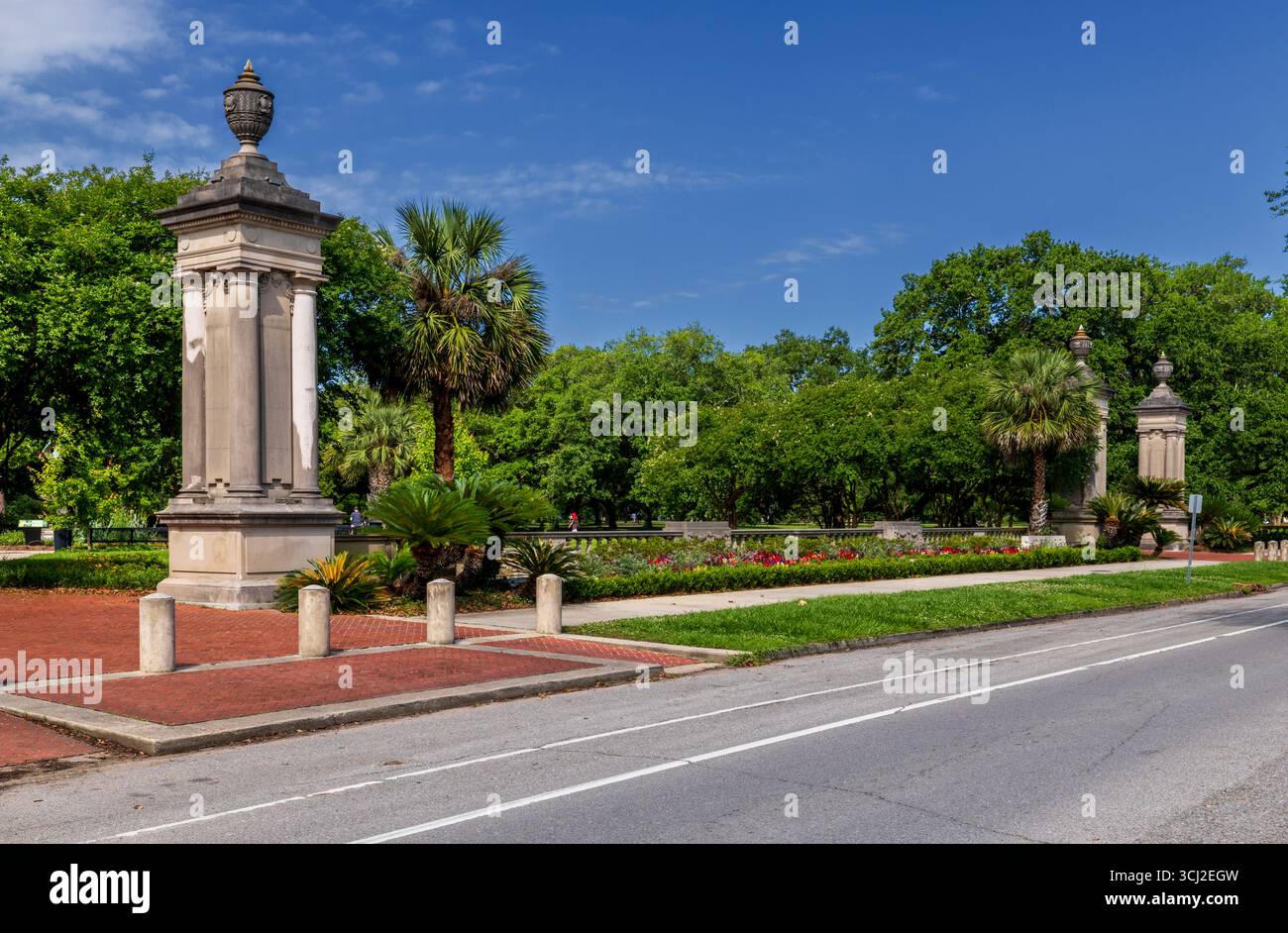 Ingresso all'Audubon Park su St. Charles Avenue, New Orleans, Louisiana, Stati Uniti Foto Stock
