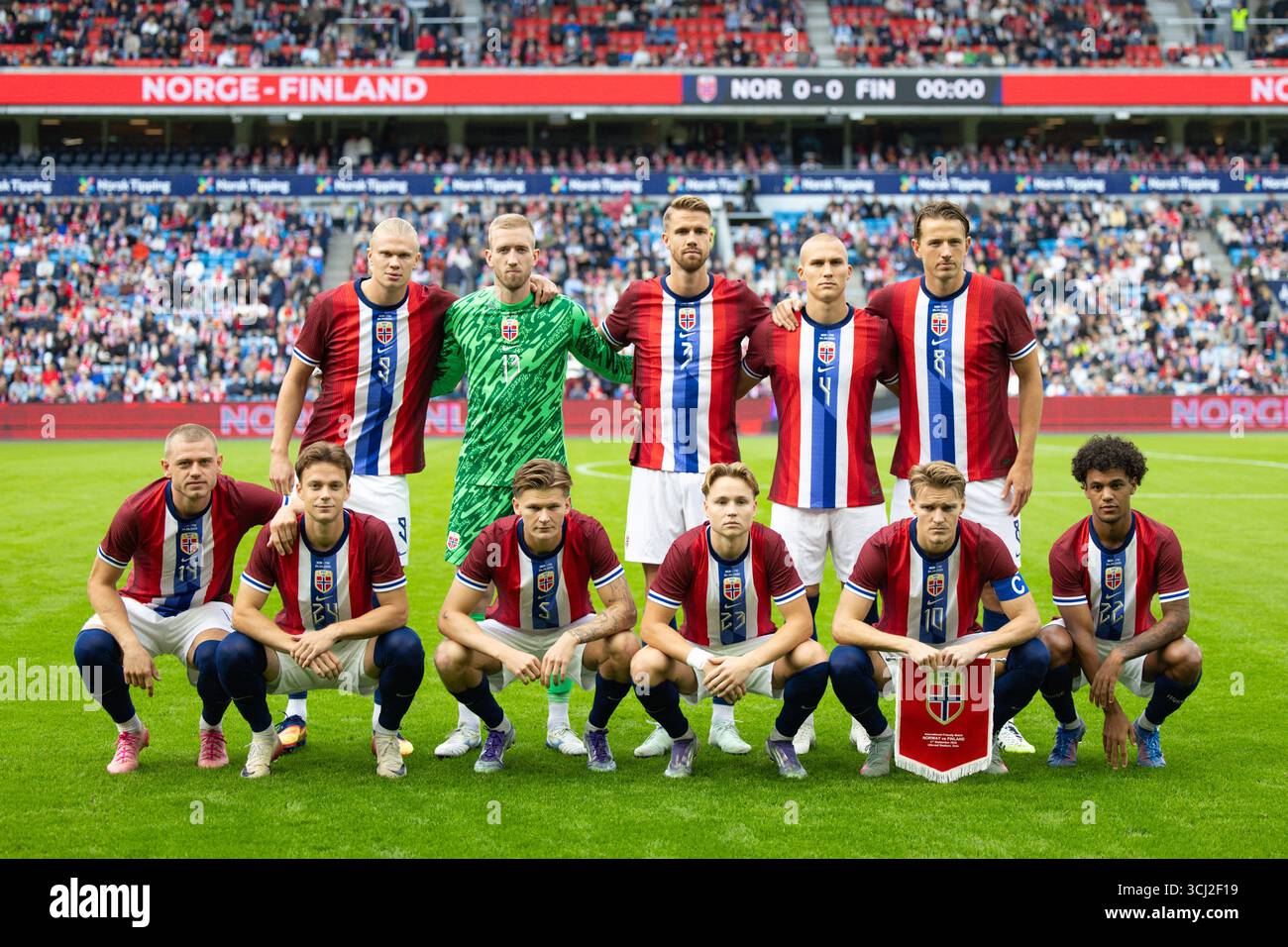 Oslo, Norvegia. 4 settembre 2025. Foto della squadra norvegese prima dell'amichevole internazionale tra Norvegia e Finlandia allo stadio Ullevaal di Oslo, Norvegia. Credito: SPP Sport Press Photo. /Alamy Live News Foto Stock