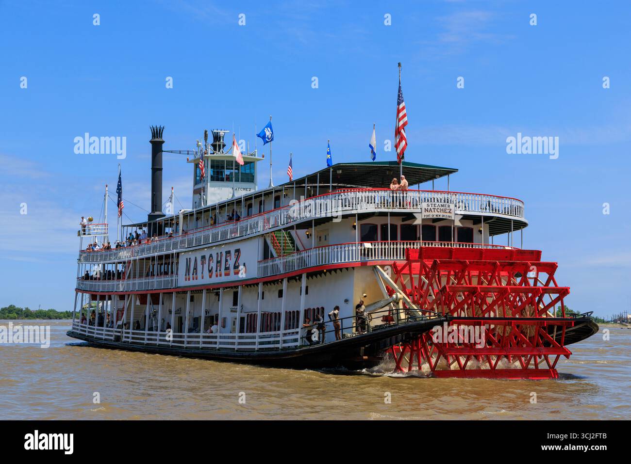 Battello a vapore Natchez sul fiume Mississippi a New Orleans, Louisiana, Stati Uniti Foto Stock