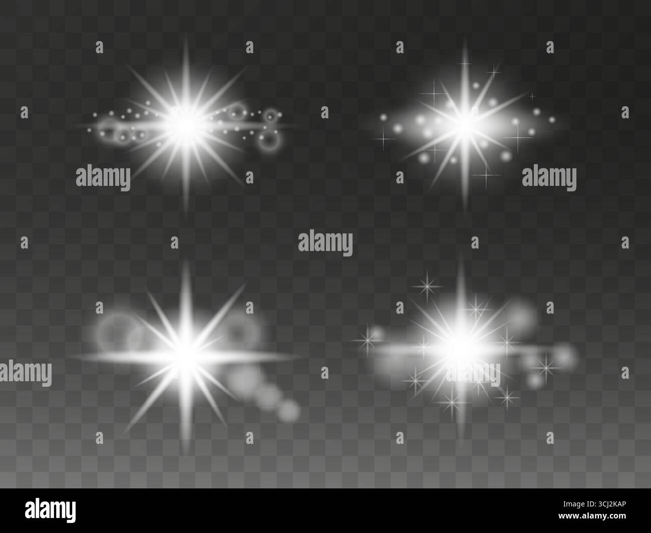 Effetti scintillanti sullo sfondo trasparente. Illustrazione Vettoriale