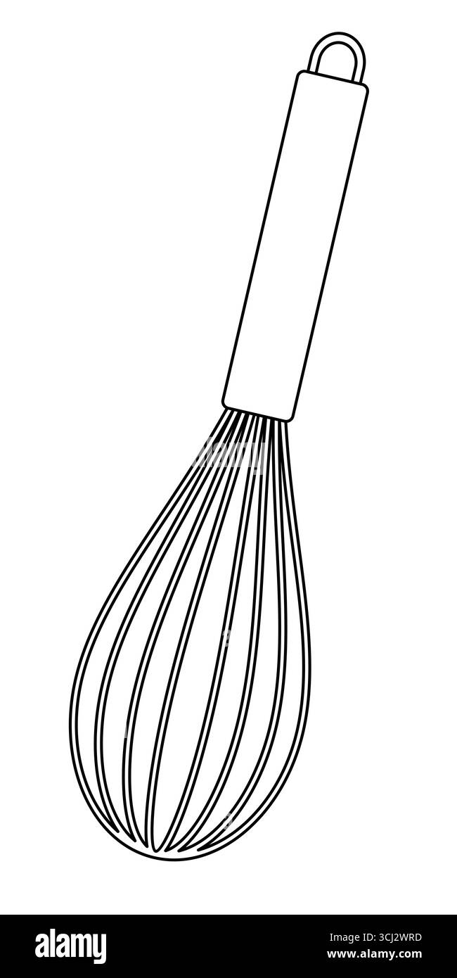 Illustrazione del contorno di un utensile per frusta da cucina Illustrazione Vettoriale