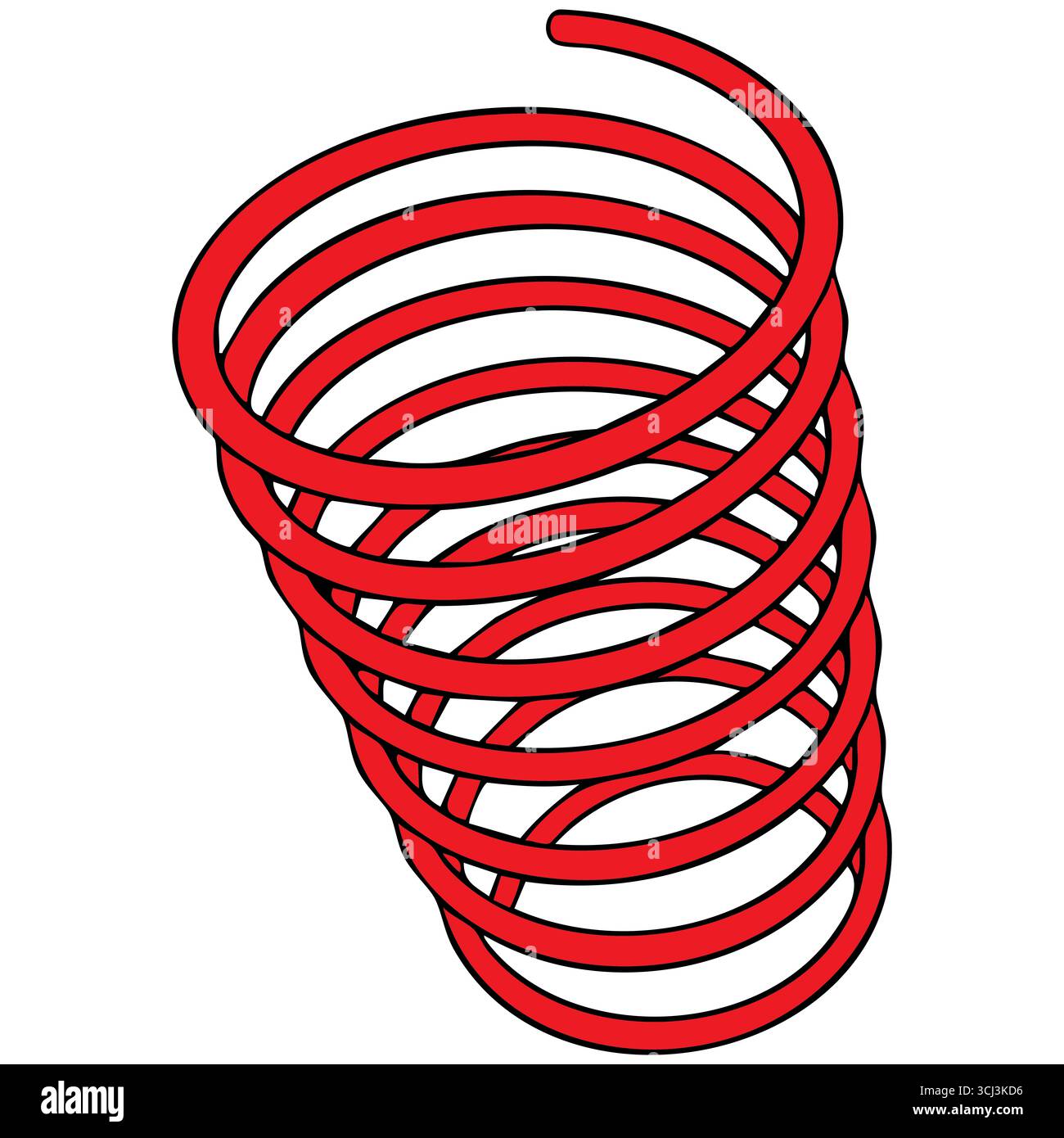 Immagine di una molla rossa isolata con un contorno nero Foto Stock