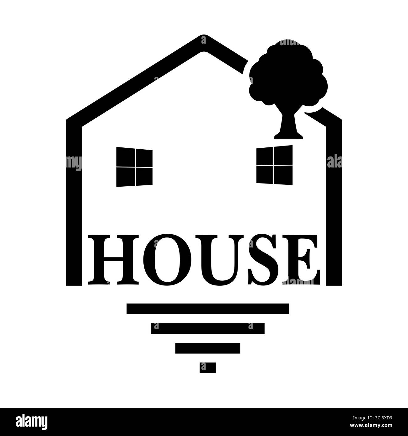 Logo della casa e dell'albero, icona della casa, della realtà e della natura Illustrazione Vettoriale