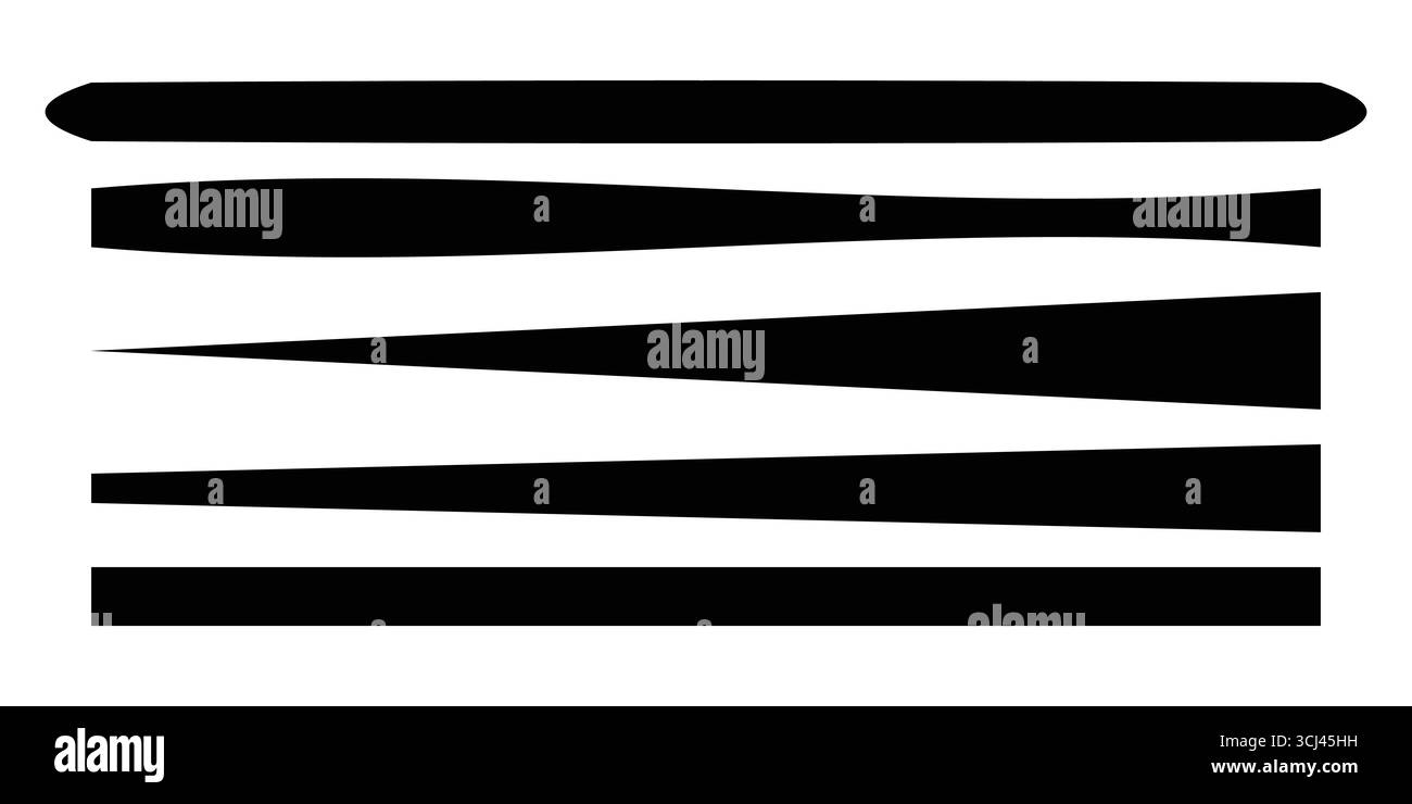 Serie di strisce orizzontali in linea retta in nero da sottili a spesse. Illustrazione Vettoriale