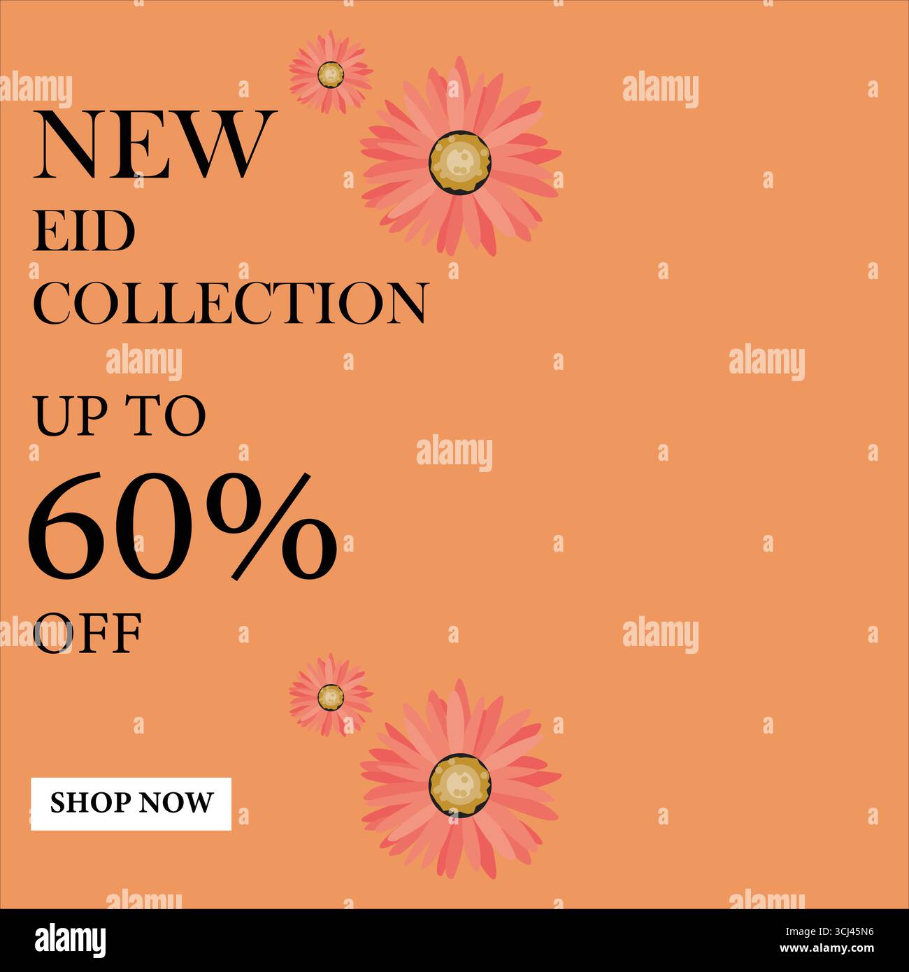 Nuova Eid Collection fino al 60% di sconto. Poster e banner Big Eid con sfondo floreale colorato. Sconti per lo shopping natalizio per tutti. Illustrazione Vettoriale