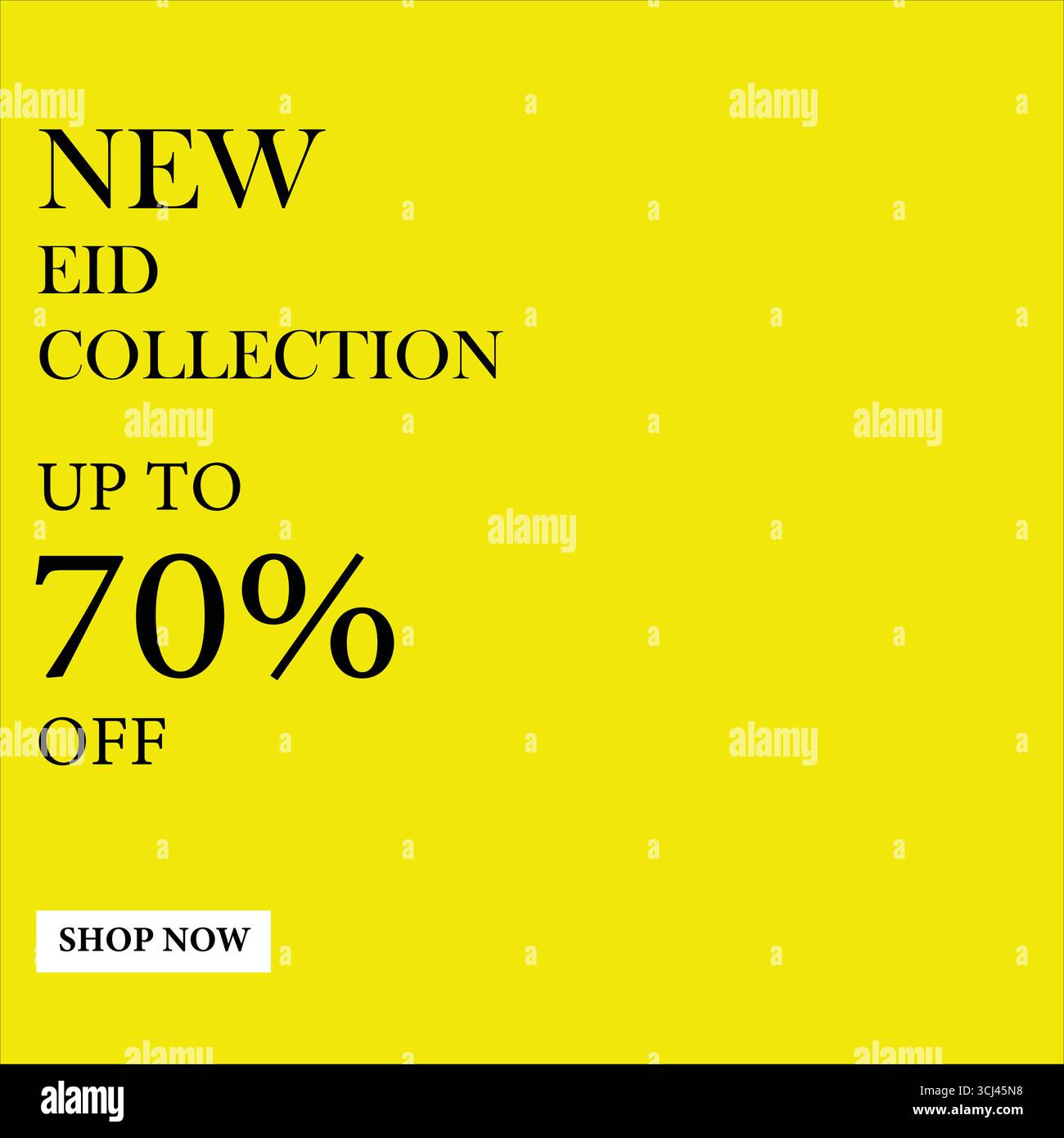 Nuova Eid Collection fino al 70% di sconto. Grande poster e banner per le vendite natalizie con sfondo giallo. Speciale sconto Eid per tutti. Illustrazione Vettoriale