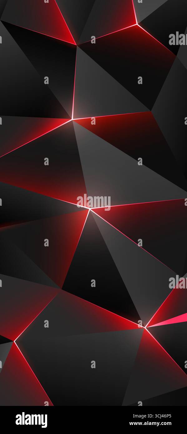 Sfondo poly basso scuro, triangoli. Sfondo geometrico astratto per smartphone, concetto di pericolo, carboni bruciati, inferno. Triangolo con linee brillanti. Grigio reв Illustrazione Vettoriale