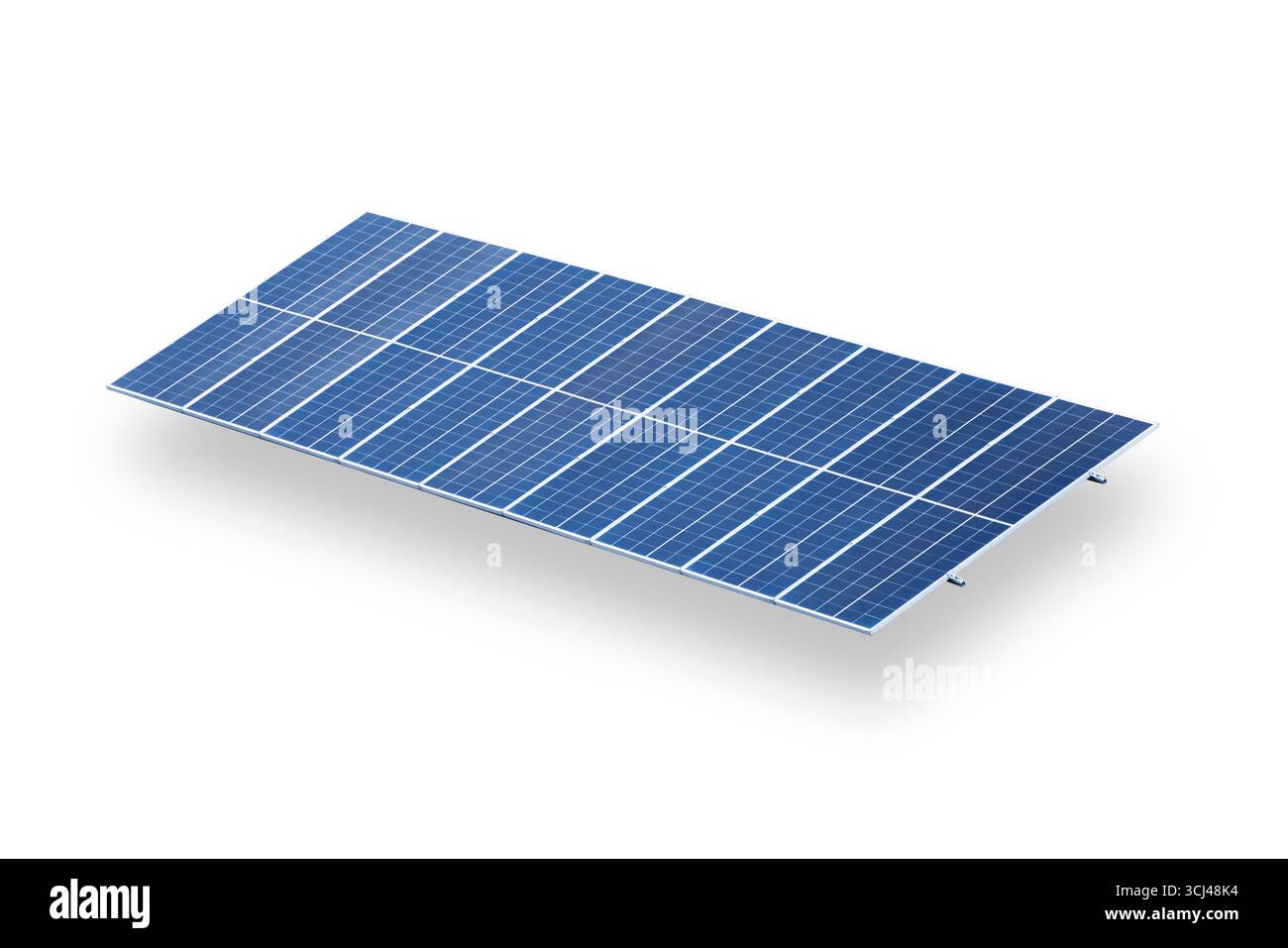 Tetto solare, pannello solare, tecnologia dei sistemi energetici moderni a celle solari isolata su sfondo bianco Foto Stock