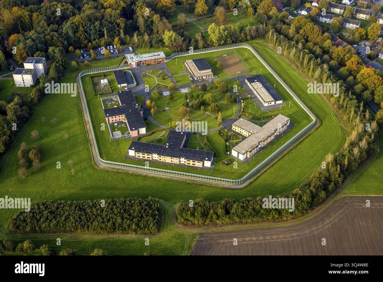 Vista aerea, Psichiatria forense - clinica LVR, case da F1 a F7, Bedburg-Hau, bassa Renania, Renania settentrionale-Vestfalia, Germania, psichiatria forense, LVR Cl Foto Stock