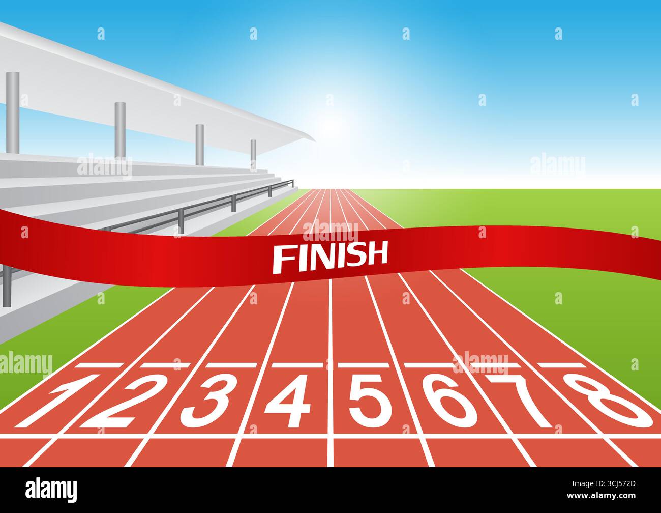 Linea di arrivo nella pista da corsa o da atleta. Illustrazione vettoriale. Illustrazione Vettoriale