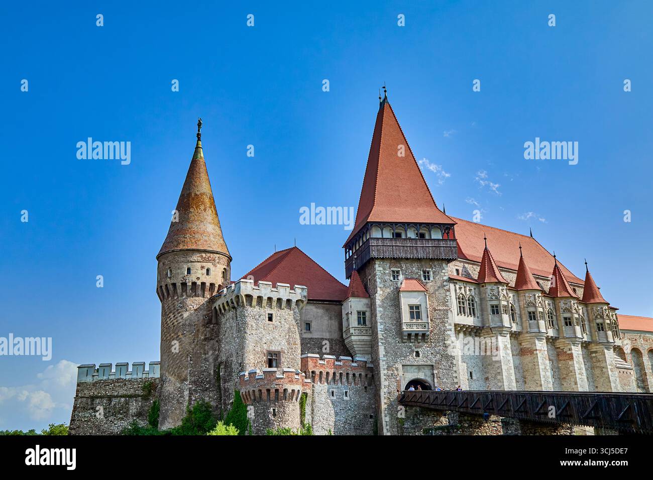 Il castello di Corvin, noto anche come castello di Hunyadi o castello di Hunedoara, è un castello gotico-rinascimentale in Romania, Hungedoara, Romania, Europa Foto Stock