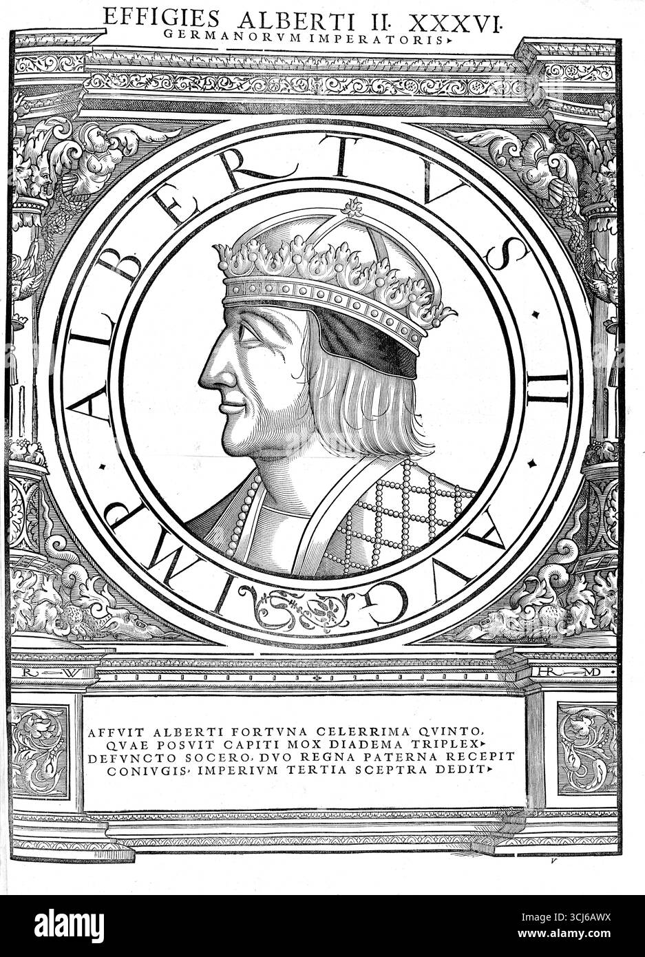 Albrecht, anche Alberto (nato il 16 agosto 1397, morto il 27 ottobre 1439) fu dal 1404 come Alberto V duca d'Austria e dal 1438 come Alberto II re romano-tedesco nonché re di Ungheria, Croazia e Boemia, autentica, riproduzione restaurata digitalmente da un modello del XIX secolo, data record non dichiarata Foto Stock