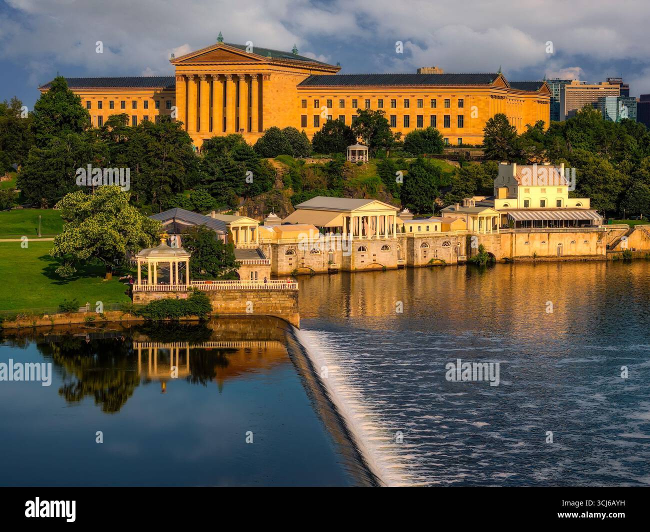 Philadelphia Museum of Art and Waterworks Foto Stock