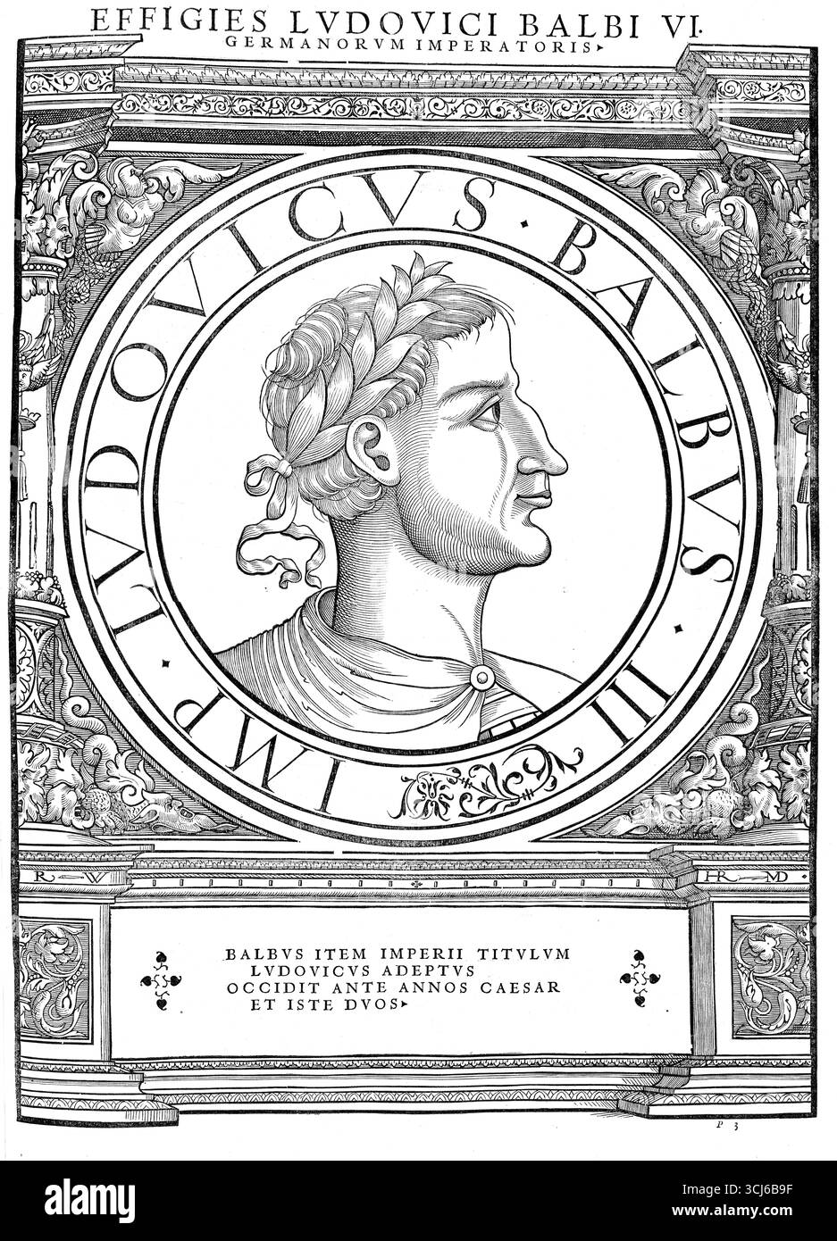 Luigi II, detto Stammerer (nato il 1 novembre 846, morto il 10 aprile 879 a Compiègne), era il figlio maggiore ed unico sopravvissuto del re dei Franchi occidentali Carlo II il Calvo e divenne il suo successore nel 877. Riproduzione autentica e restaurata digitalmente da un originale del XIX secolo. Data di registrazione non indicata. Foto Stock