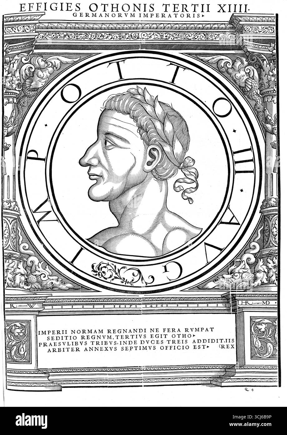 Otto III (nato giugno o luglio 980 a Reichswald vicino Kleve, morto il 23 o 24 gennaio 1002 a Castel Paterno vicino Faleria, Italia) dal Casato degli Ottoniani fu re romano-tedesco dal 983 e imperatore dal 996 fino alla sua morte, autentica riproduzione restaurata digitalmente da un originale del XIX secolo, data di registrazione non dichiarata Foto Stock