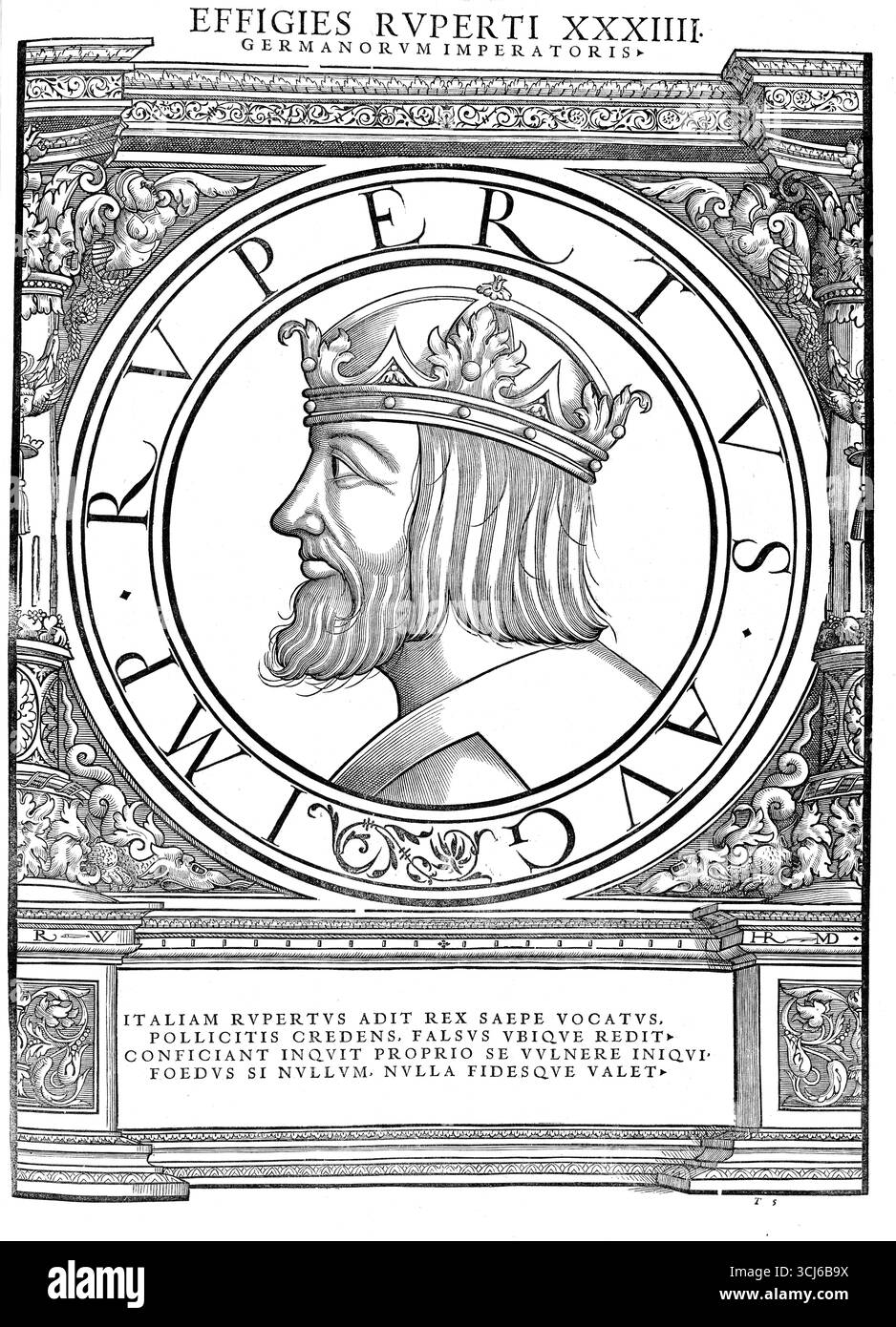 Rupert, Ruprecht (nato il 5 maggio 1352 ad Amberg, morto il 18 maggio 1410 al castello di Landskron a Oppenheim) dalla dinastia Wittelsbach fu dal 1398 al 1410 come Ruprecht III conte palatino del Reno e dal 1400 al 1410 re romano-tedesco nel Sacro Romano Impero, autentica riproduzione restaurata digitalmente da un originale del XIX secolo, data di registrazione non dichiarata Foto Stock
