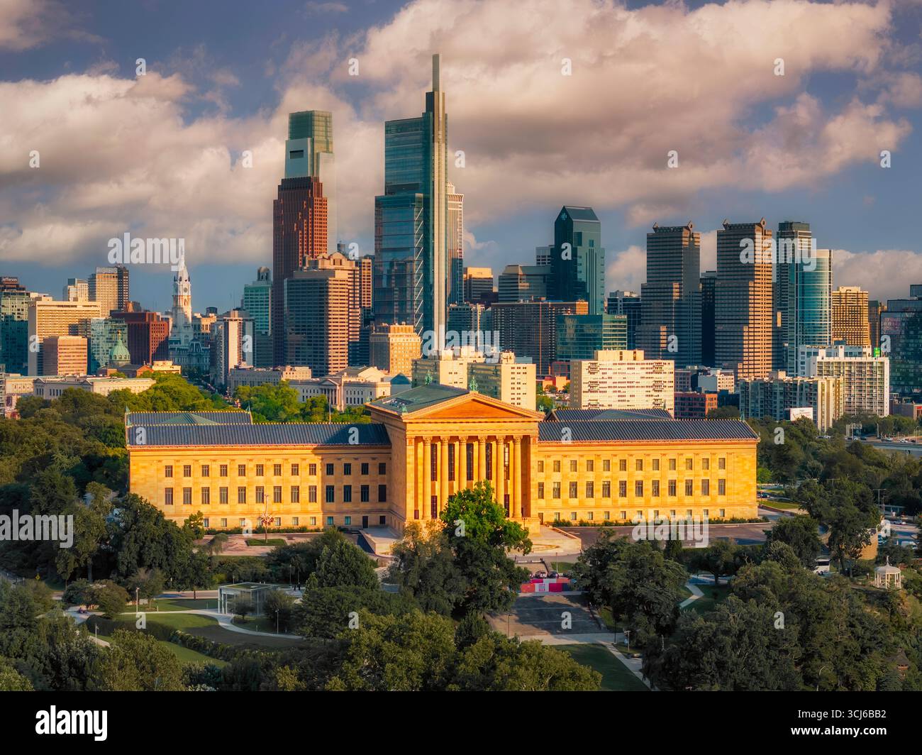 Philadelphia Museum of Art and Waterworks Foto Stock