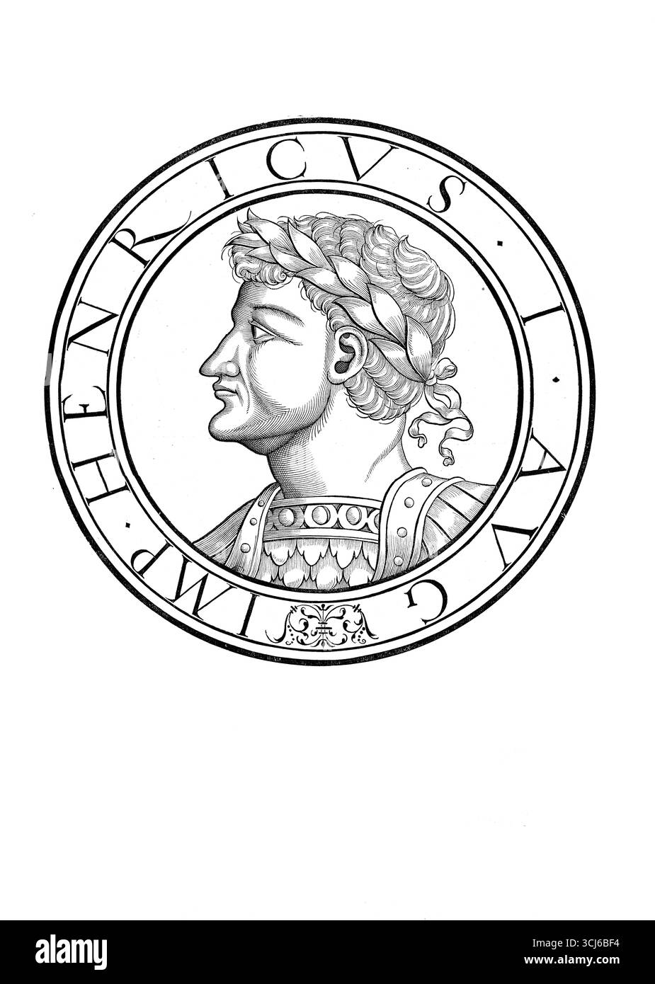 Enrico III (nato il 28 ottobre 1016 o 1017, morto il 5 ottobre 1056 a Bodfeld, Harz) della dinastia salica fu re dal 1039 fino alla sua morte nel 1056 e imperatore dal 1046 nel Sacro Romano Impero. Riproduzione autentica e restaurata digitalmente da un originale del XIX secolo. Data di registrazione non indicata. Foto Stock