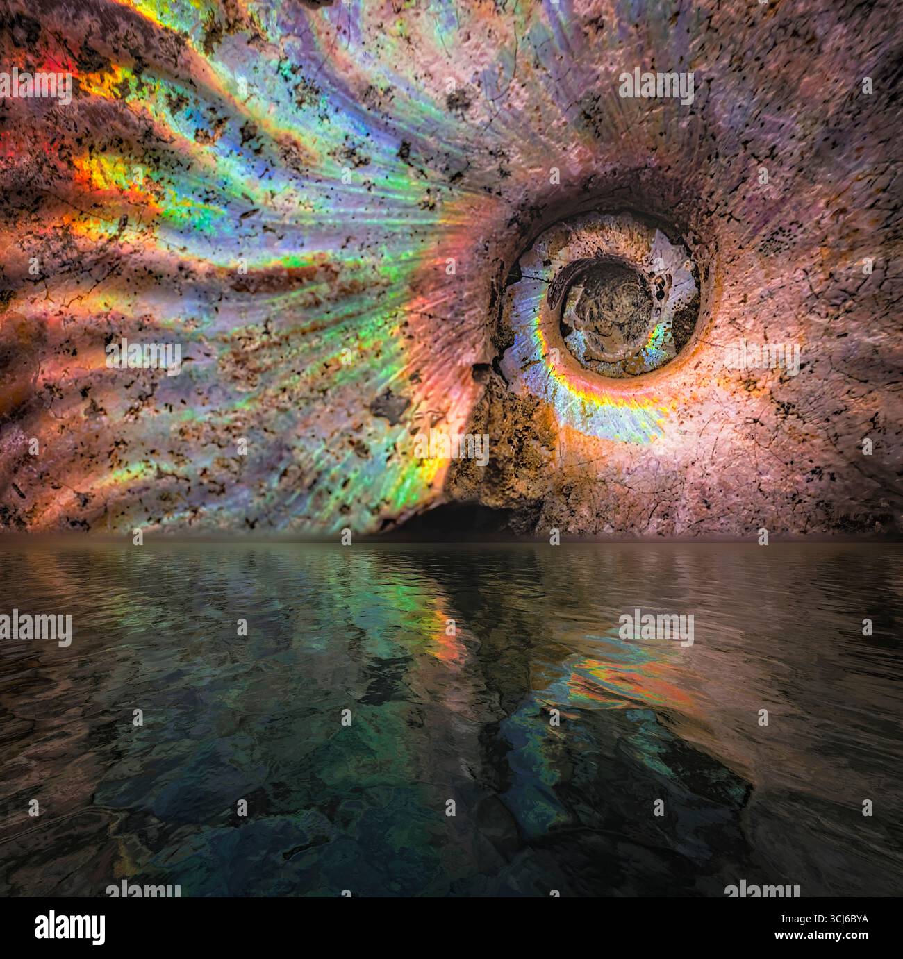 Guscio a spirale di ammoniaca - Vista ravvicinata dell'ammoniaca. Si tratta di un gruppo estinto di animali marini con gusci a spirale. Foto Stock