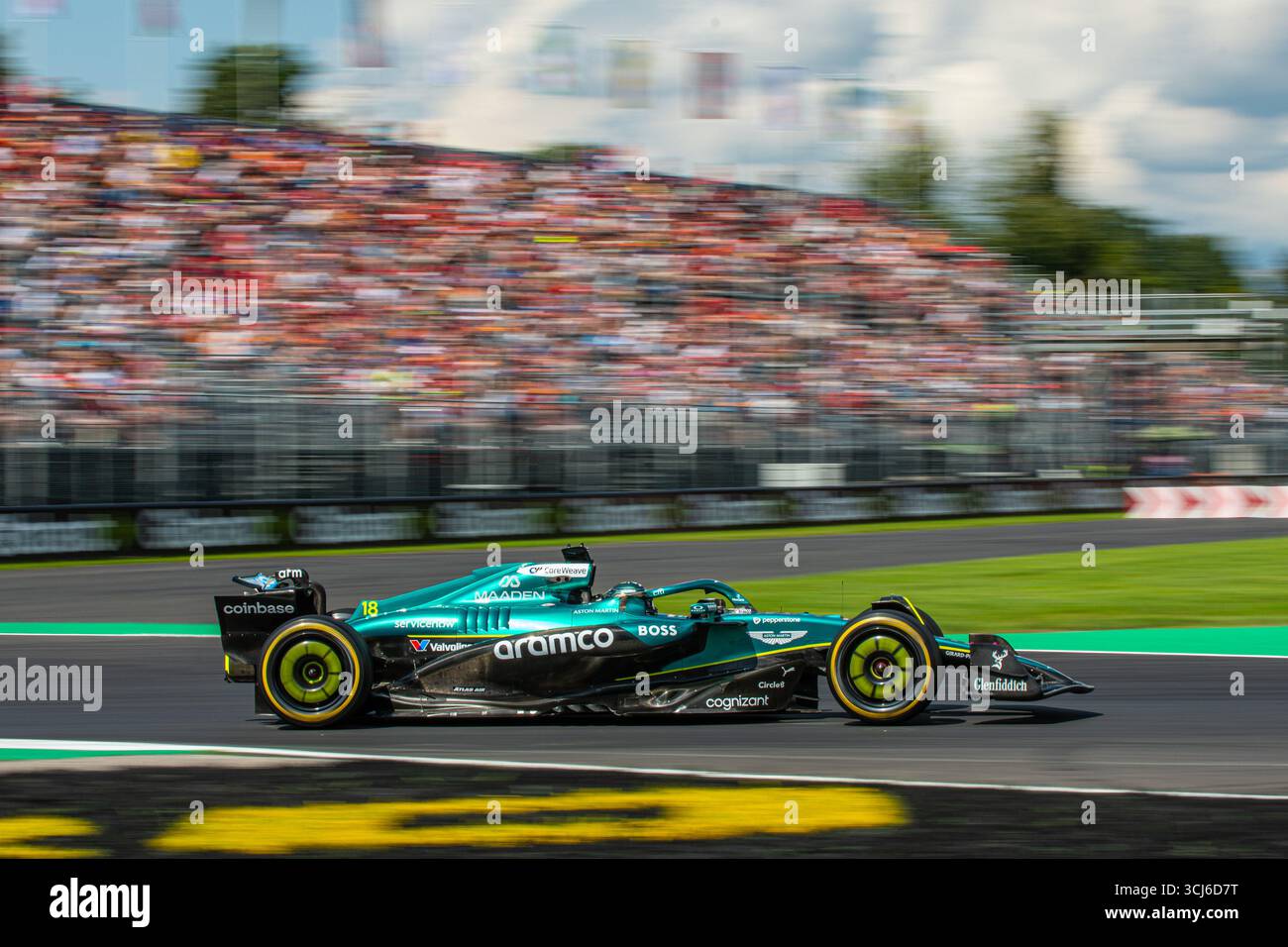 Lance Walk (CAN) guida per il team Aston Martin Aramco di Formula 1 durante le prove libere del GP di F1 d'Italia sul circuito di Monza il 5 settembre 2025. Foto Stock