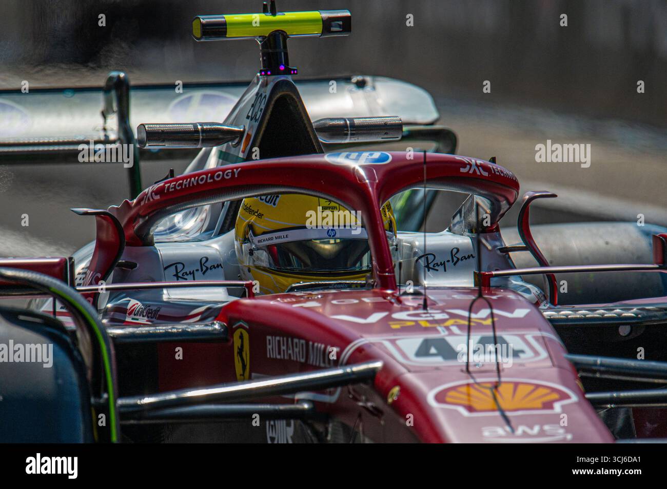 Lewis Hamilton (GBR) alla guida della Scuderia Ferrari HP durante le prove libere del GP di F1 d'Italia sul circuito di Monza il 5 settembre 2025. Foto Stock