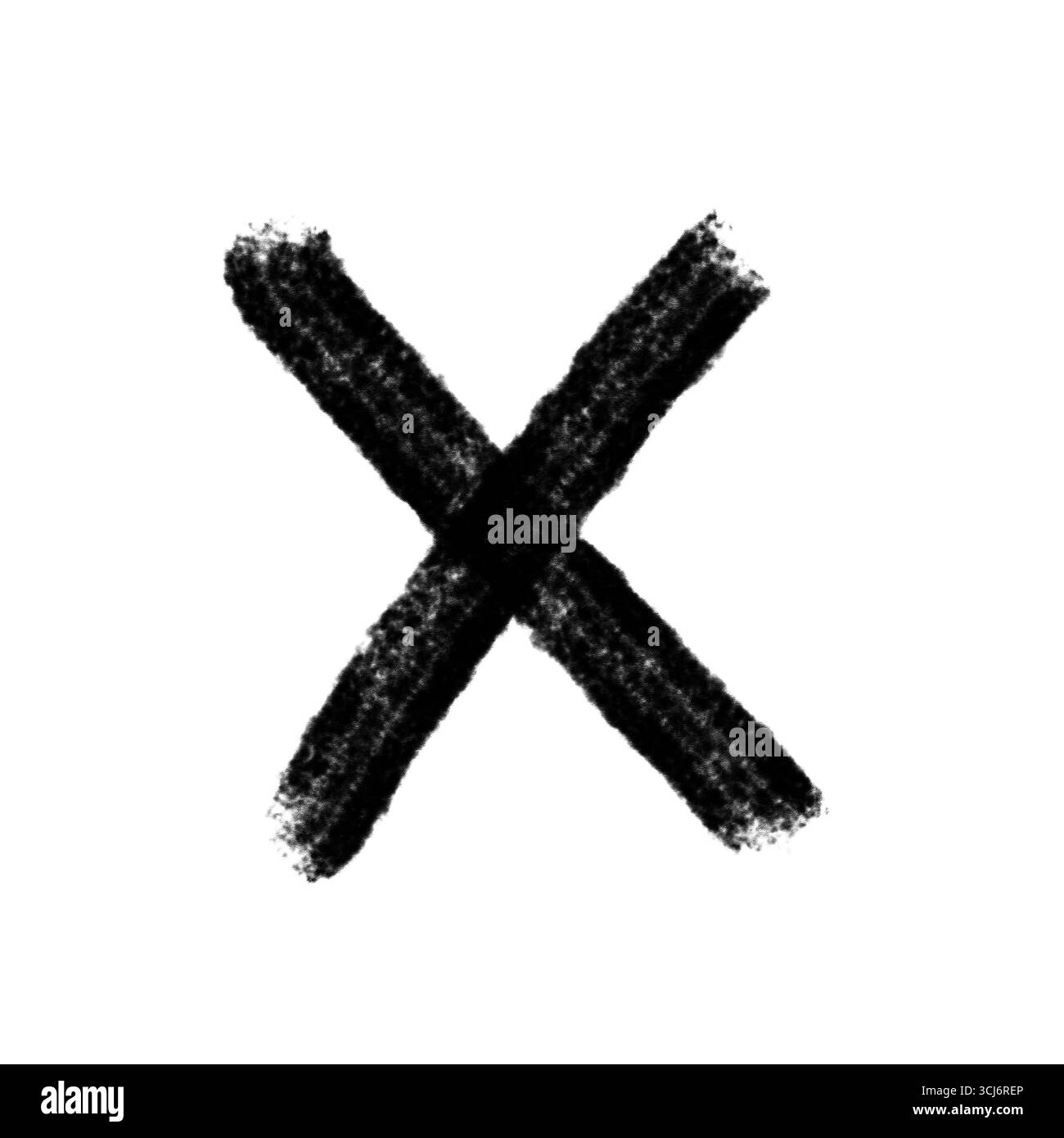 Tratto di pennello X disegnato a mano nero su sfondo trasparente Foto Stock