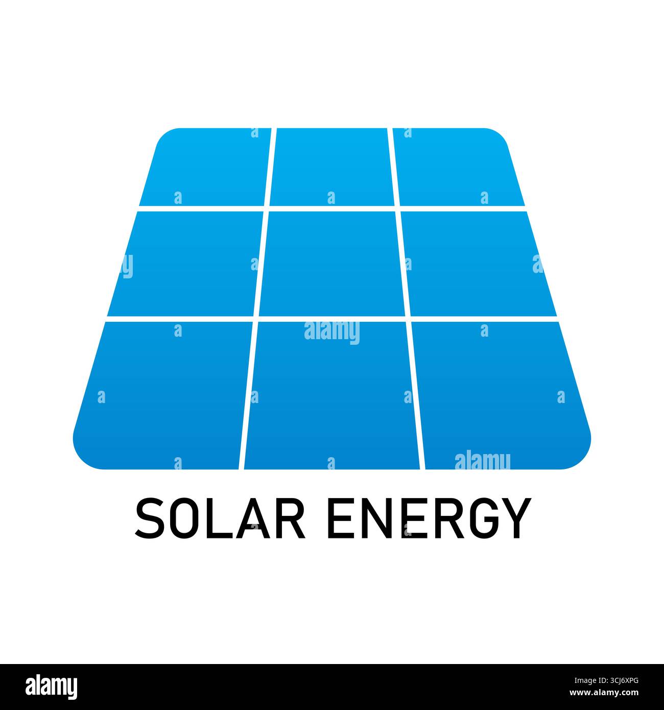 Logo pannello solare. Logo Solar Energy. Illustrazione vettoriale isolata su sfondo bianco. Illustrazione Vettoriale