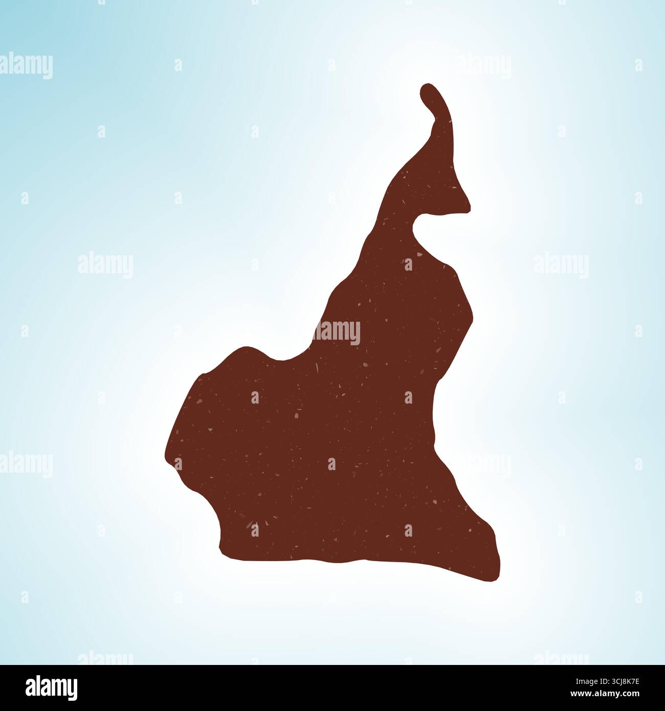 Forma del Camerun su sfondo gradiente. Mappa del paese con trama graffio. Manifesto vivace del Camerun. Interessante illustrazione vettoriale. Illustrazione Vettoriale