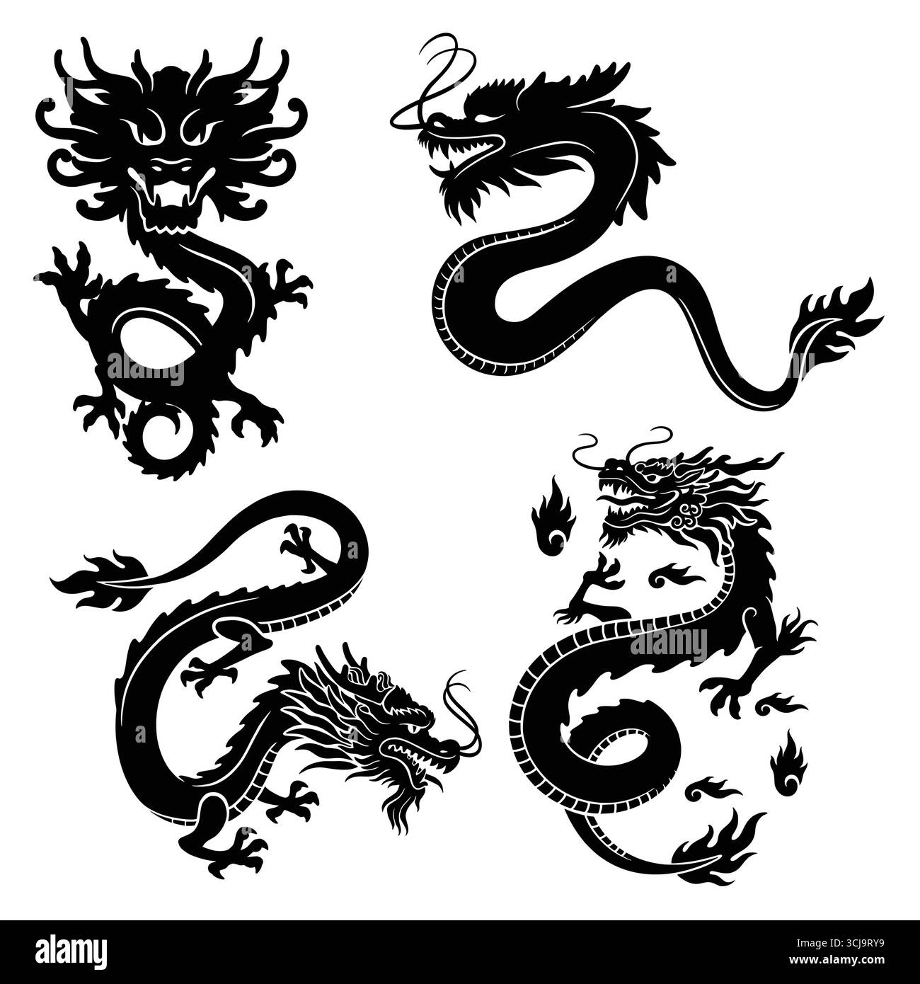 Drago con ali e tatuaggio Illustrazione Vettoriale