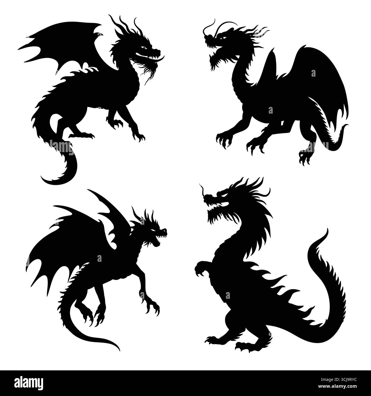 Drago con ali e tatuaggio Illustrazione Vettoriale