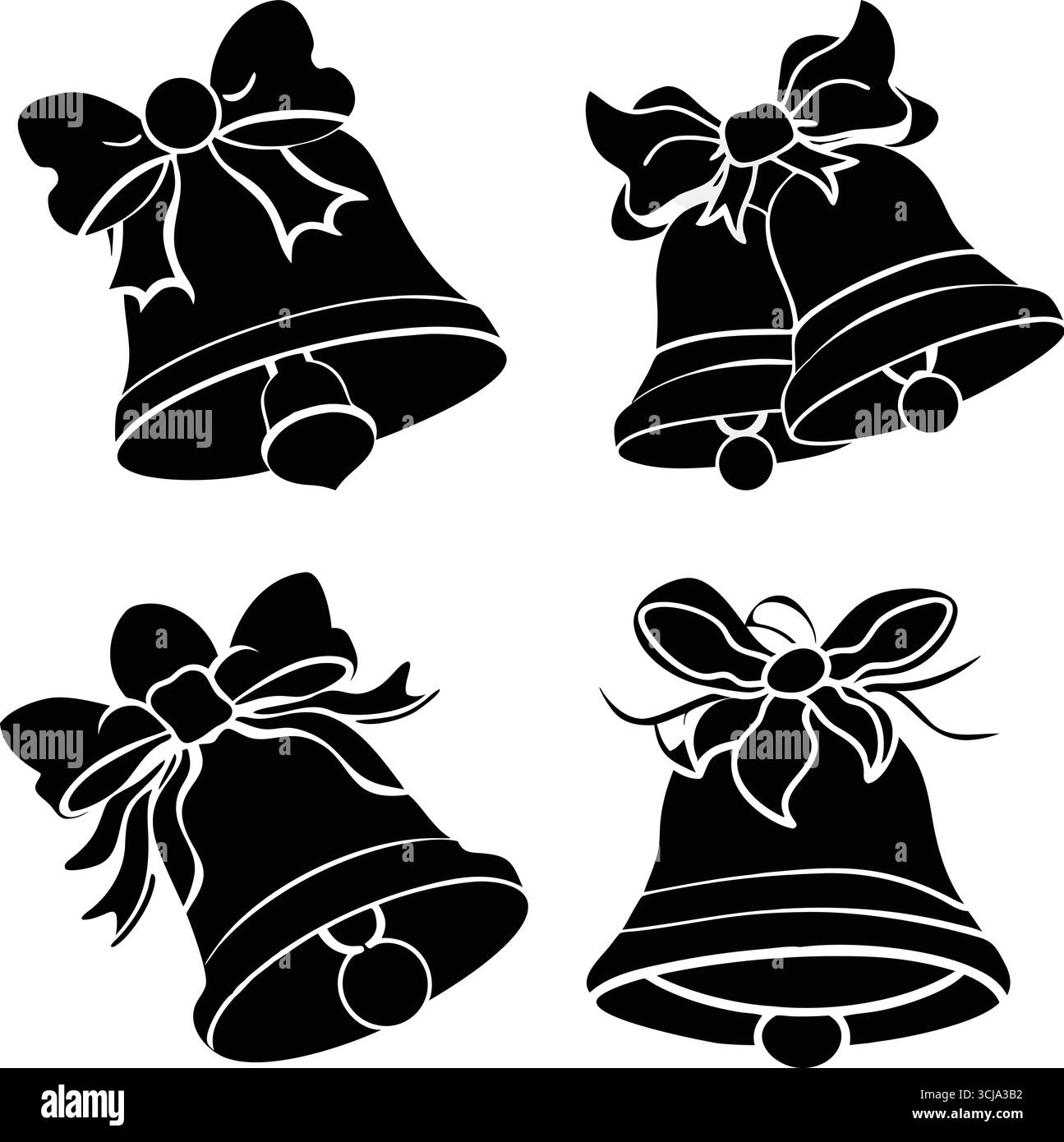 Pacchetto illustrativo grafico con silhouette vettoriale natalizio Illustrazione Vettoriale