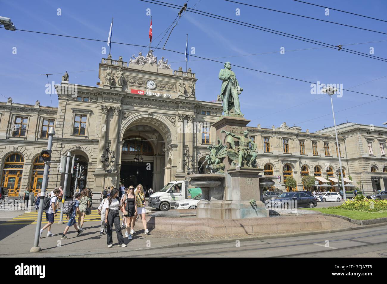 Stazione centrale FFS, memoriale Alfred Escher, Zurigo, Svizzera Foto Stock