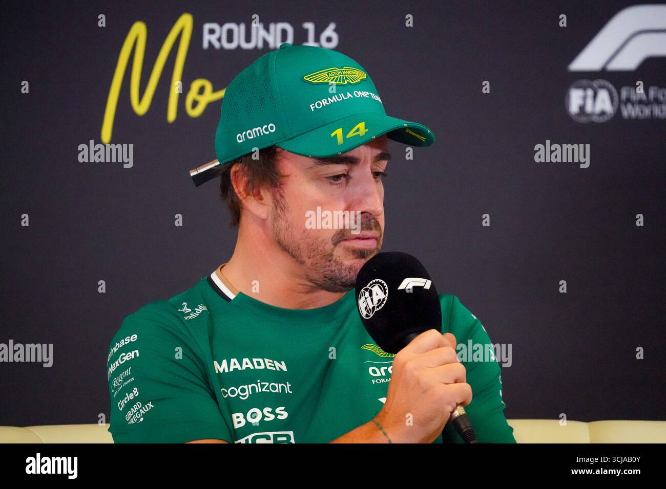 Fernando Alonso (ESP) - Aston Martin Aramco F1 Team - Aston Martin AMR25 - Mercedesdurante la Formula 1 Pirelli Gran Premio d'Italia 2025 sul circuito di Monza, Lombardia, Italia, dal 6 al 9 settembre 2025. 16° round del Campionato del mondo di Formula 1 FIA 2025. Foto Stock