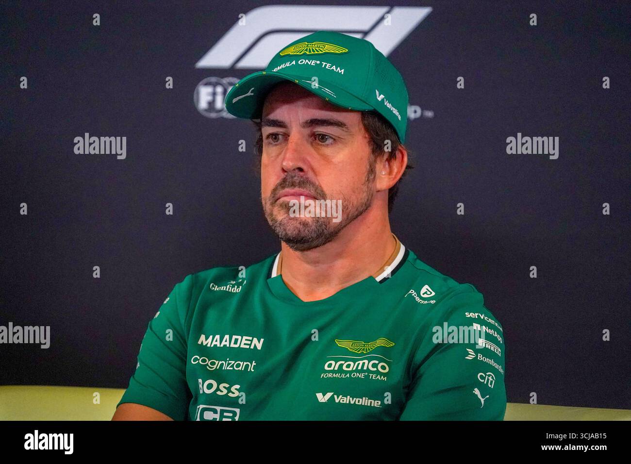 Fernando Alonso (ESP) - Aston Martin Aramco F1 Team - Aston Martin AMR25 - Mercedesdurante la Formula 1 Pirelli Gran Premio d'Italia 2025 sul circuito di Monza, Lombardia, Italia, dal 6 al 9 settembre 2025. 16° round del Campionato del mondo di Formula 1 FIA 2025. Foto Stock