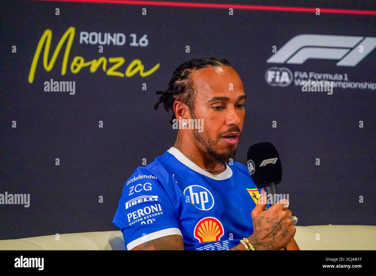 Lewis Hamilton (GBR) - Scuderia Ferrari - Ferrari SF-25 - Ferrariduring della Formula 1 Pirelli Gran Premio d'Italia 2025 sul circuito di Monza, Lombardia, Italia, dal 6 al 9 settembre 2025. 16° round del Campionato del mondo di Formula 1 FIA 2025. Foto Stock