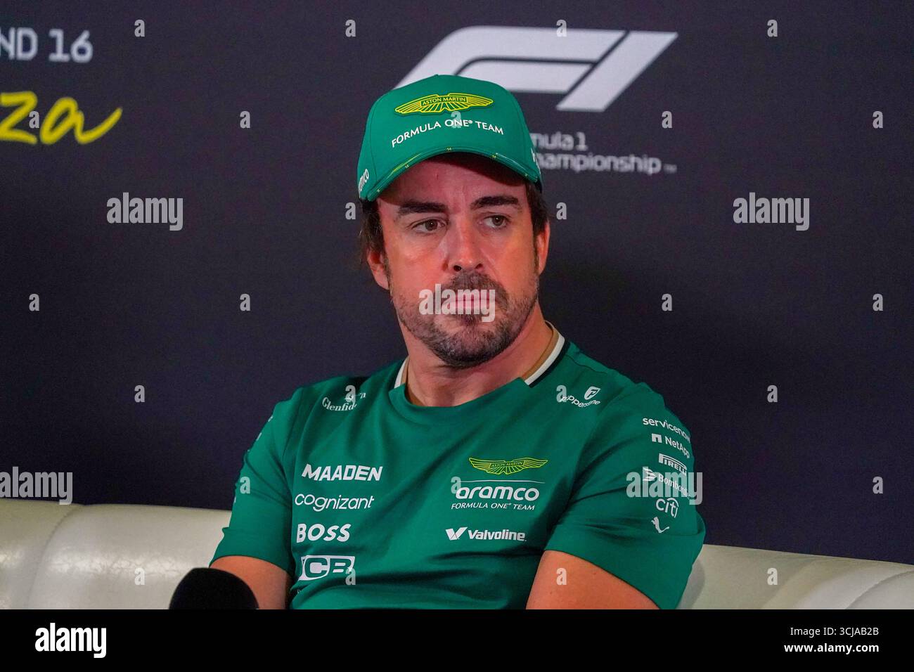 Fernando Alonso (ESP) - Aston Martin Aramco F1 Team - Aston Martin AMR25 - Mercedesdurante la Formula 1 Pirelli Gran Premio d'Italia 2025 sul circuito di Monza, Lombardia, Italia, dal 6 al 9 settembre 2025. 16° round del Campionato del mondo di Formula 1 FIA 2025. Foto Stock