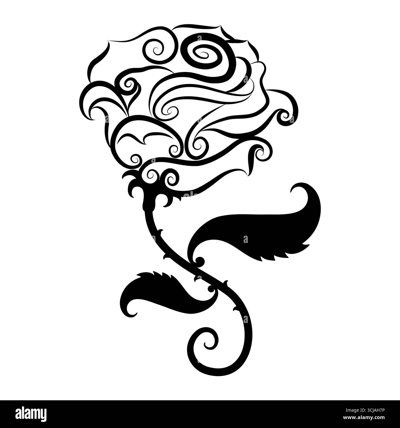 rosa con decorazioni floreali per decorare o tatuare Illustrazione Vettoriale