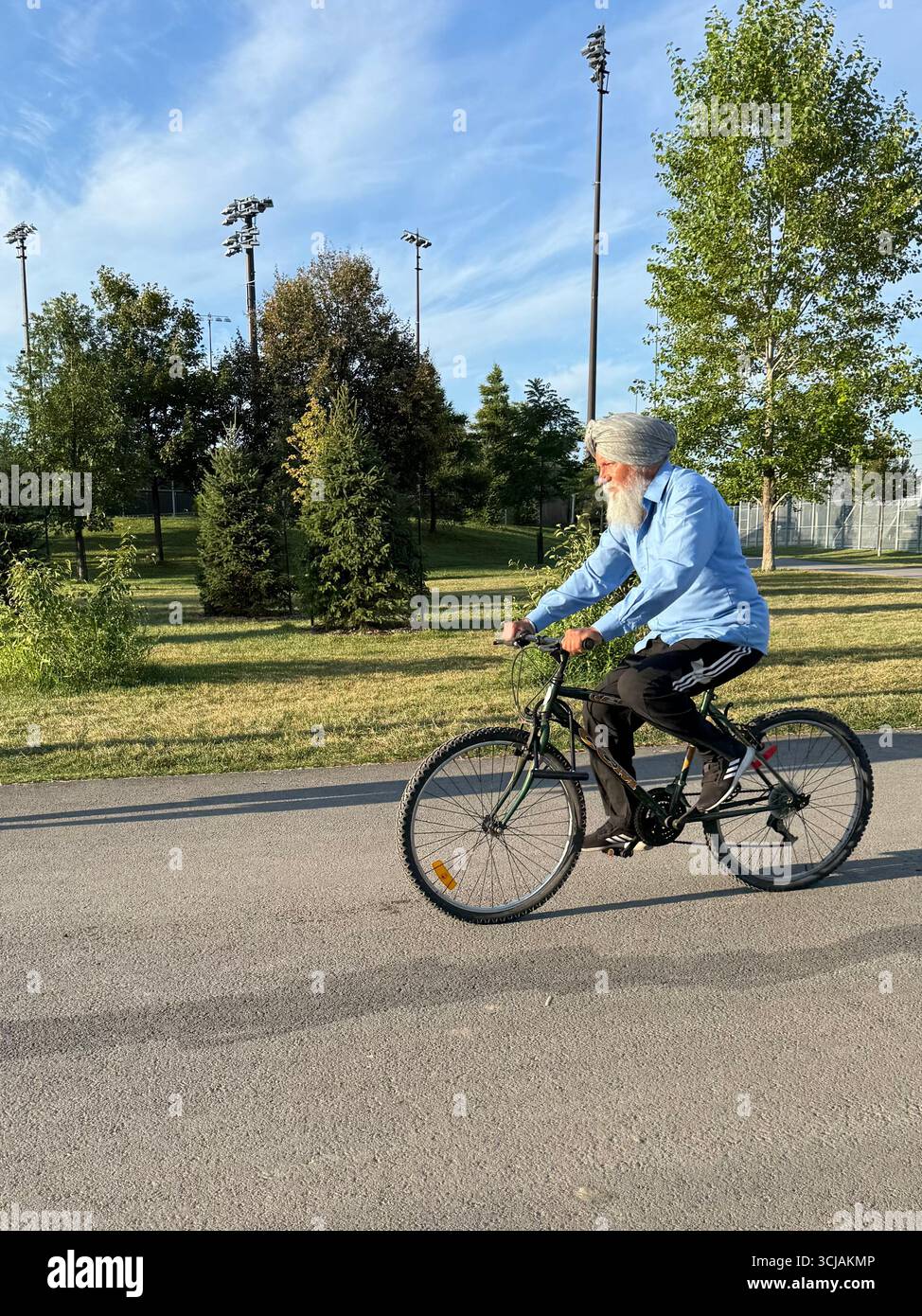 Ciclista, Jarry Park, Montreal Foto Stock