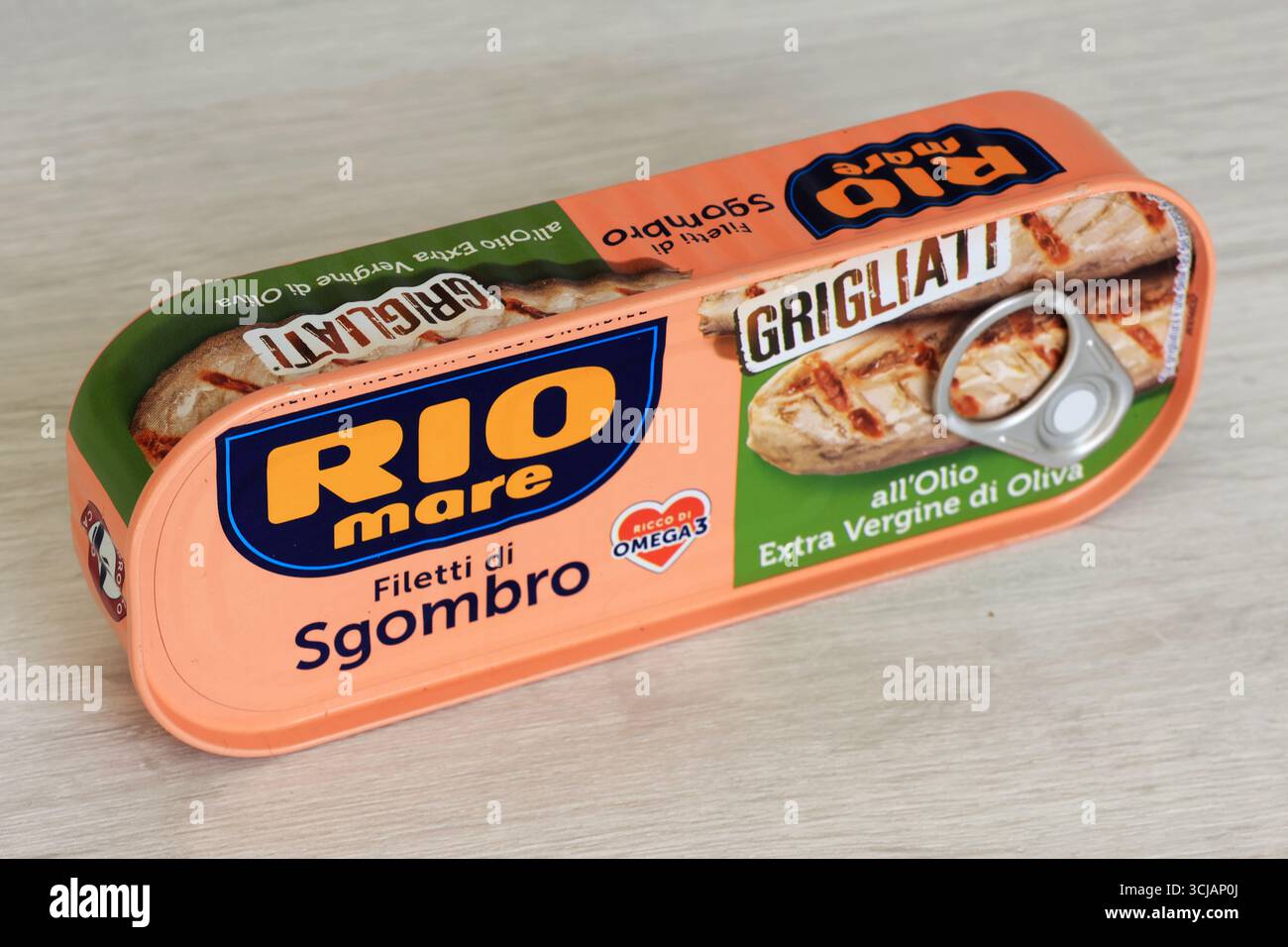 Filetti di sgombro alla griglia Rio Mare in stagno di Bolton Food S.p.A. Foto Stock