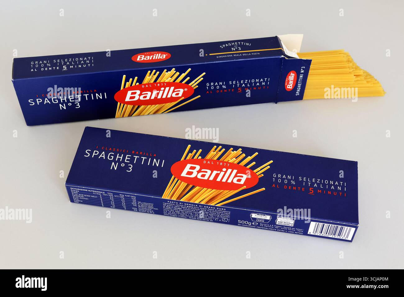 Barilla Pasta preparata con grano italiano selezionato Foto Stock