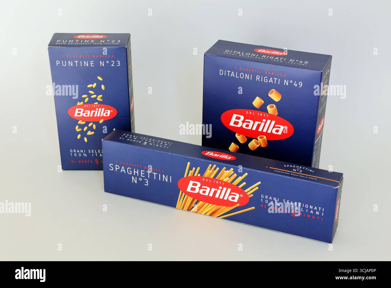 Barilla Pasta preparata con grano italiano selezionato Foto Stock