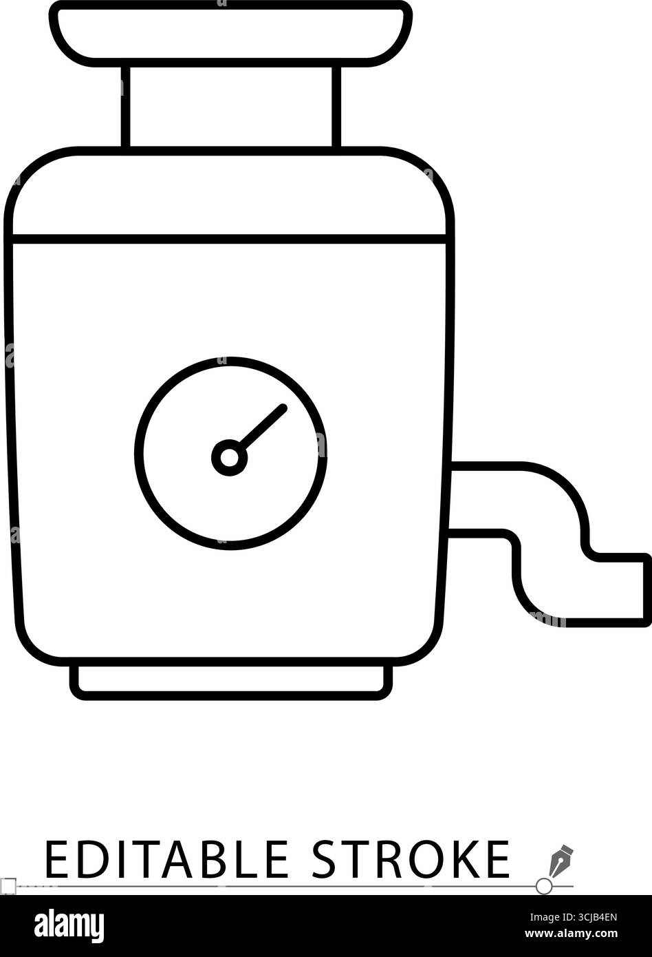 Icona dell'unità per lo smaltimento dei rifiuti con quadrante e tubo per lavello da cucina. Smerigliatrice per rifiuti, smaltitore per alimenti, lavello, dispositivo domestico per frantumare gli alimenti Illustrazione Vettoriale