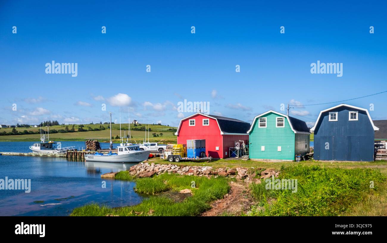 French River Wharf sull'Isola del Principe Edoardo in Canada Foto Stock